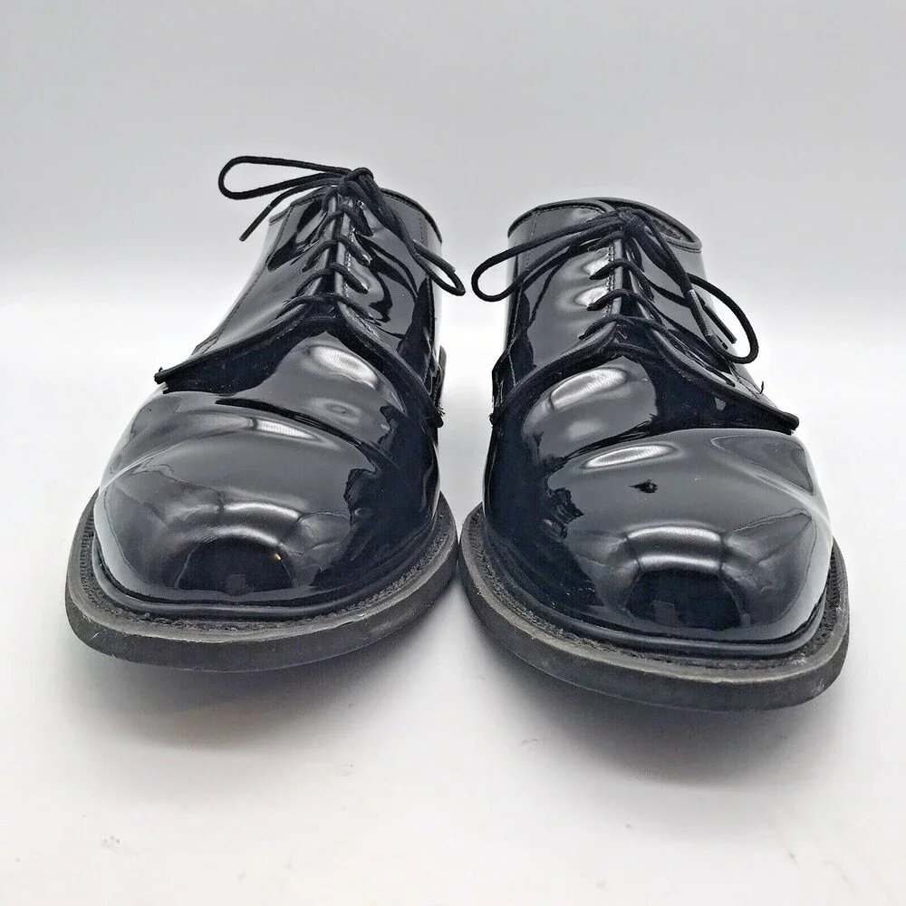 Bates Black High Gloss Vibrum Sole Derby Shoes Mens 12D Police Security Military